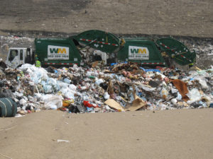 The picture is of garbage being unloaded at a Minnesota landfill.