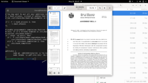Screenshot of Linux desktop showing an open PDF copy of Wisconsin state proposed bill.